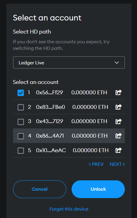 Адреса с привязкой Ledger