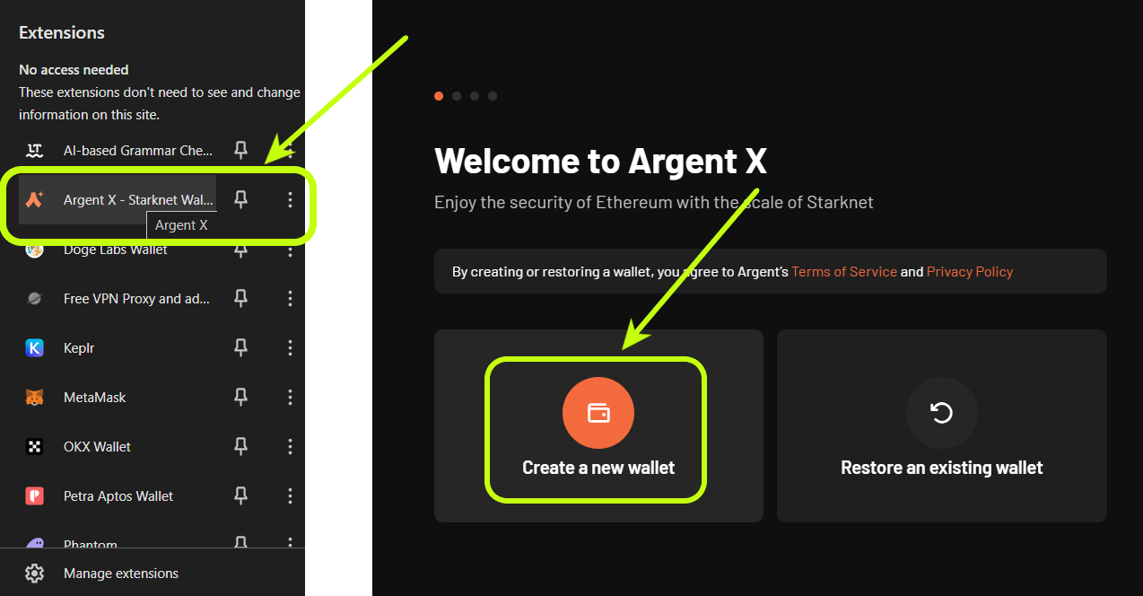 Create a new wallet