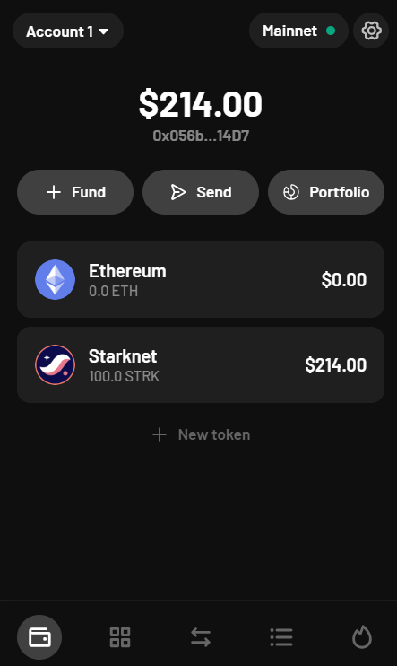 100 монет STRK на балансе