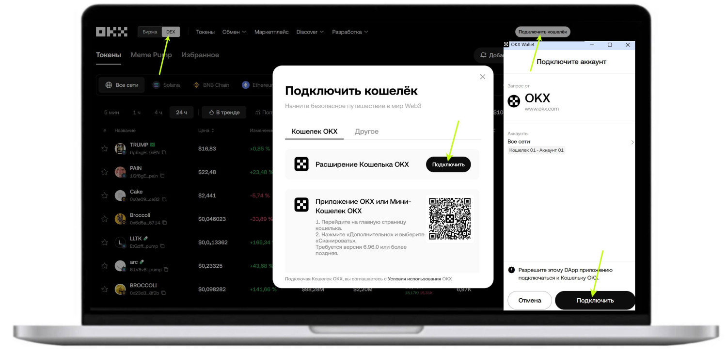 Подключение кошелька к DEX
